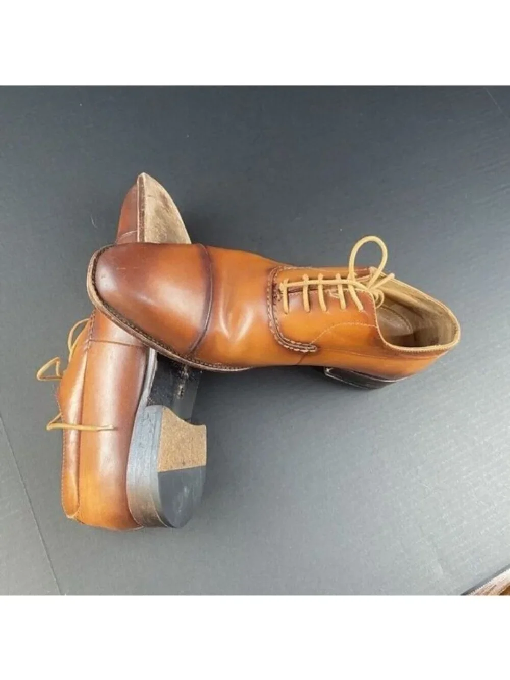 HART SCHAFFNER MARX Size 8 Brown Leather Lace-Up Oxford Men's Shoes HK349S96